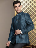 House of Pataudi Jashn Mandarin Collar Textured Sequinned Bandhgala Blazer