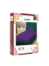 Aura Purple Striped 300 TC Single Bedsheet with 1 Pillow Covers