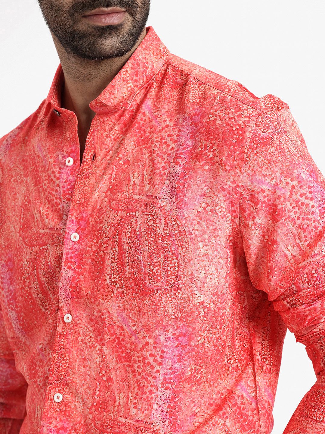 RARE RABBIT Men Audie Slim Fit Floral Opaque Printed Cotton Shirt
