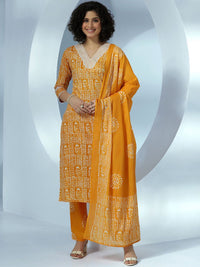 Libas Women Ethnic Motifs Printed Regular Pure Cotton Kurta with Trousers & With Dupatta