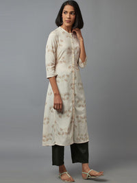 W Women Beige Ethnic Motifs Printed Kurta