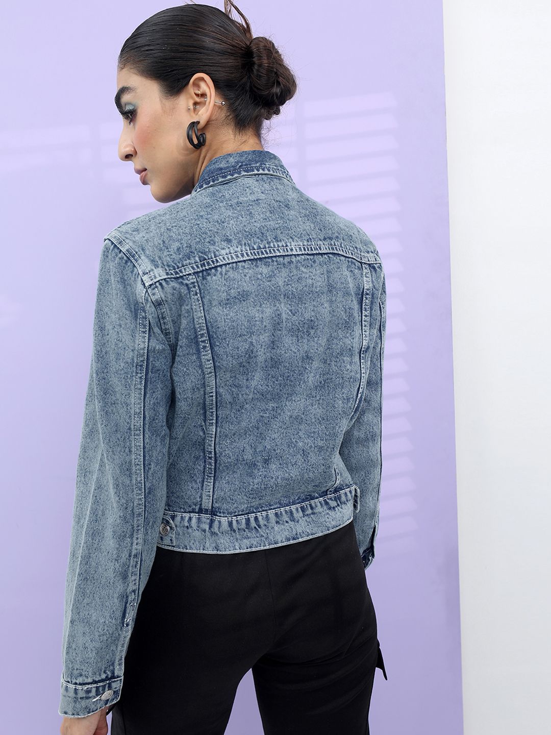 Tokyo Talkies Women Blue Solid Denim Jacket