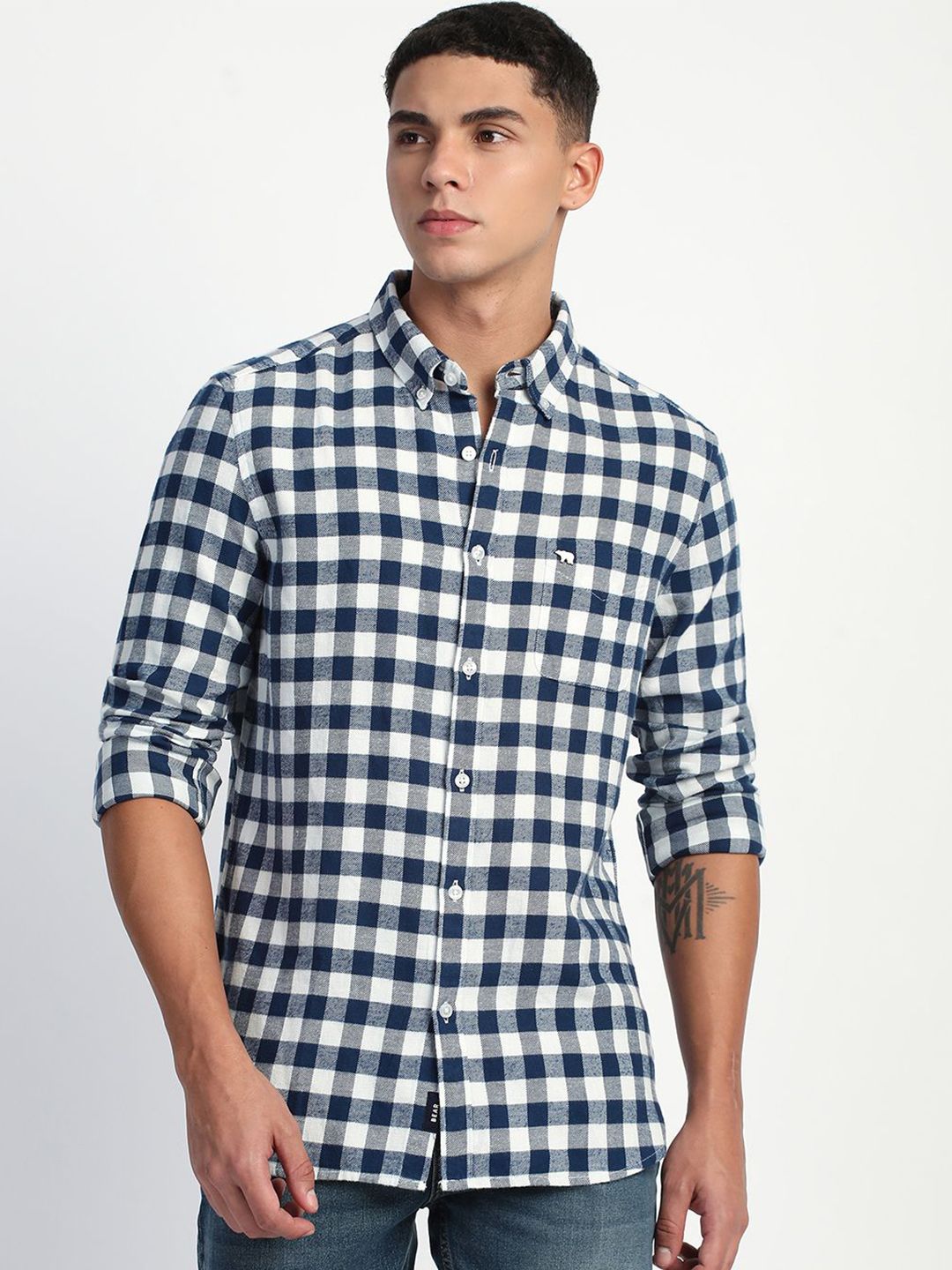 THE BEAR HOUSE Men Slim Fit Buffalo Checks Opaque Checked Casual Shirt