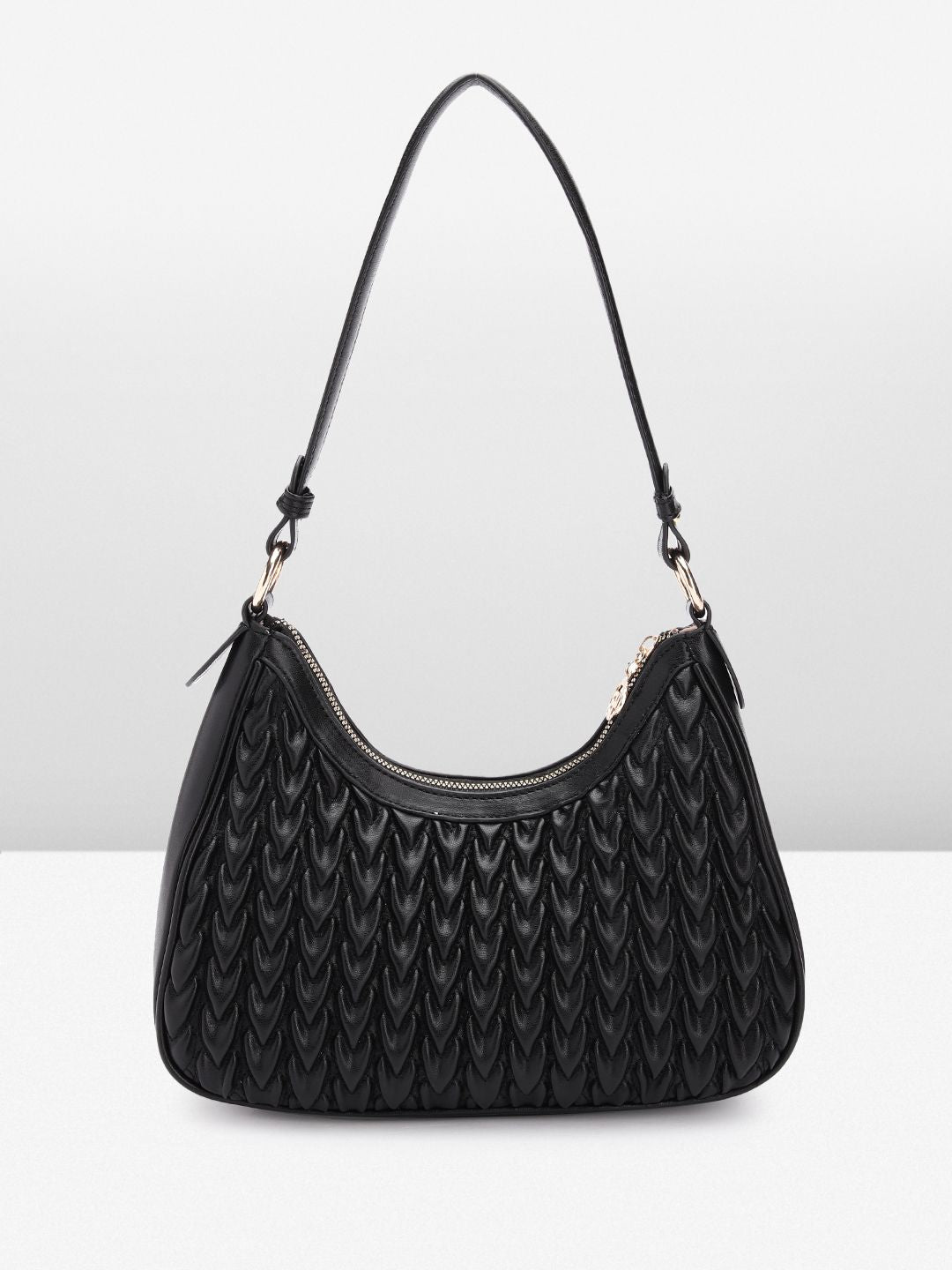 Lino Perros Women Textured Structured Shoulder Bag with Quilted Detail