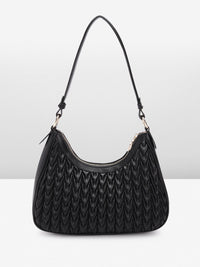 Lino Perros Women Textured Structured Shoulder Bag with Quilted Detail