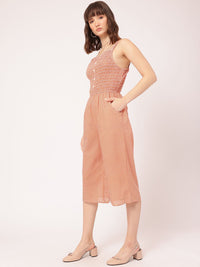 DressBerry Casual Getaway Gingham Checks Smocked Culotte Jumpsuit
