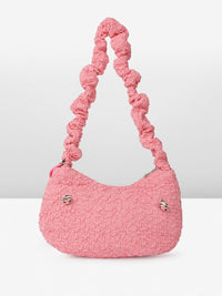 DressBerry Textured Self Design Half Moon Hobo Bag