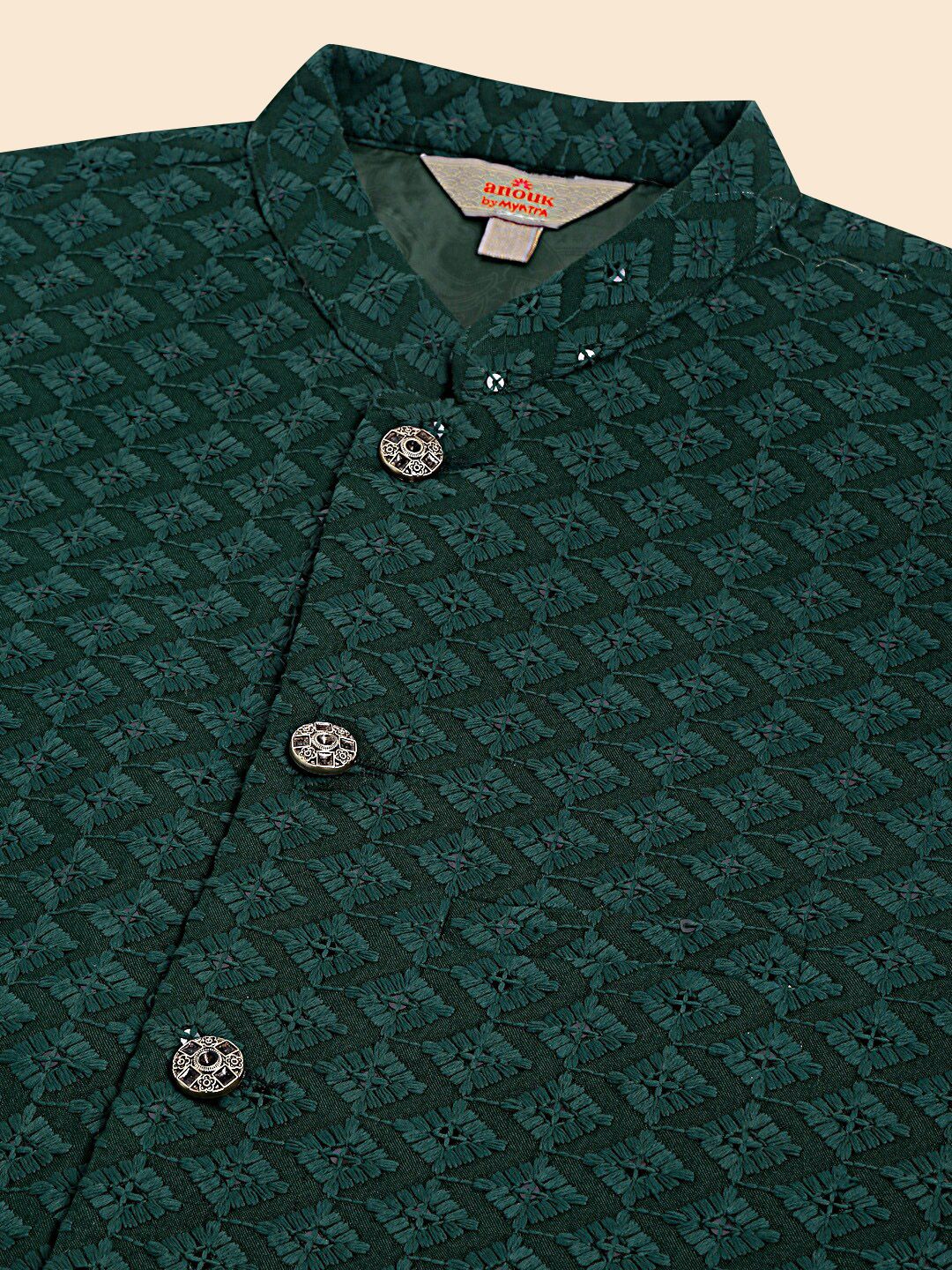 Anouk Olive Green Embroidered Sequinned Nehru Jacket