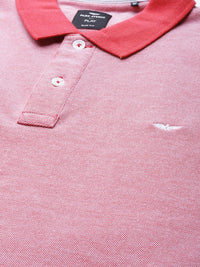Park Avenue Men Red Solid Polo Collar Slim Fit T-shirt