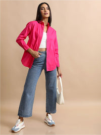 Tokyo Talkies Cutaway Collar Oversized Cotton Casual Shirt