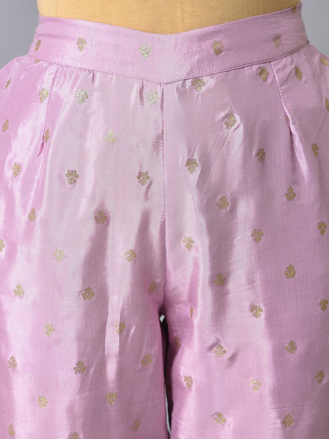 W Ethnic Motifs Printed Thread Work Straight Kurta With Trousers