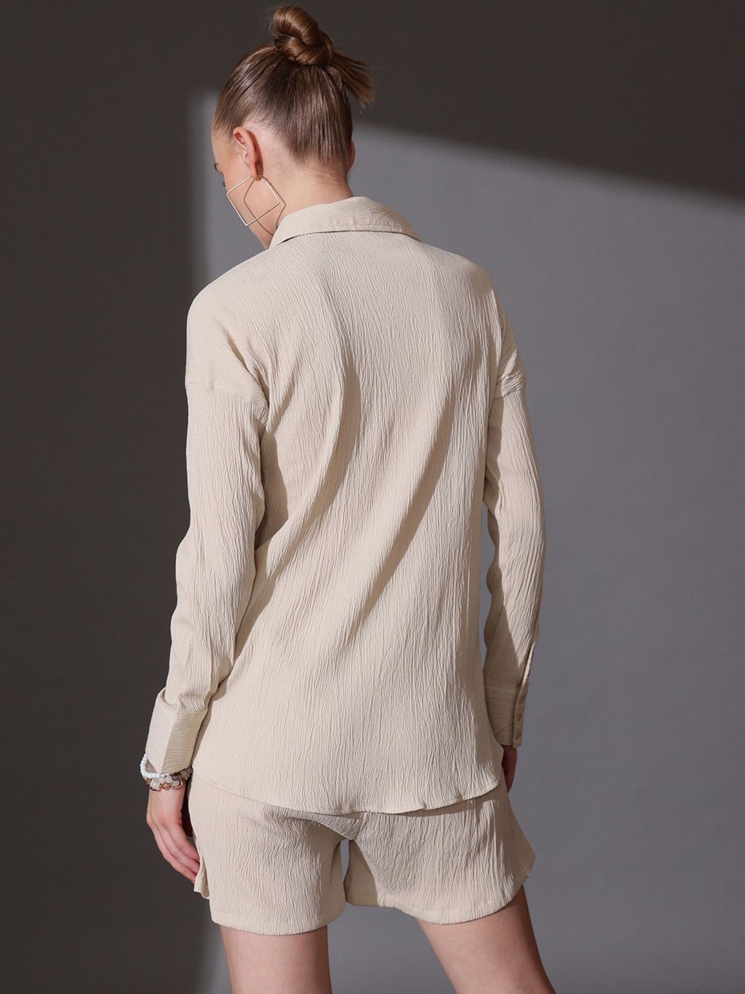 STREET 9 Self Design Shirt & Shorts Co-ord Set