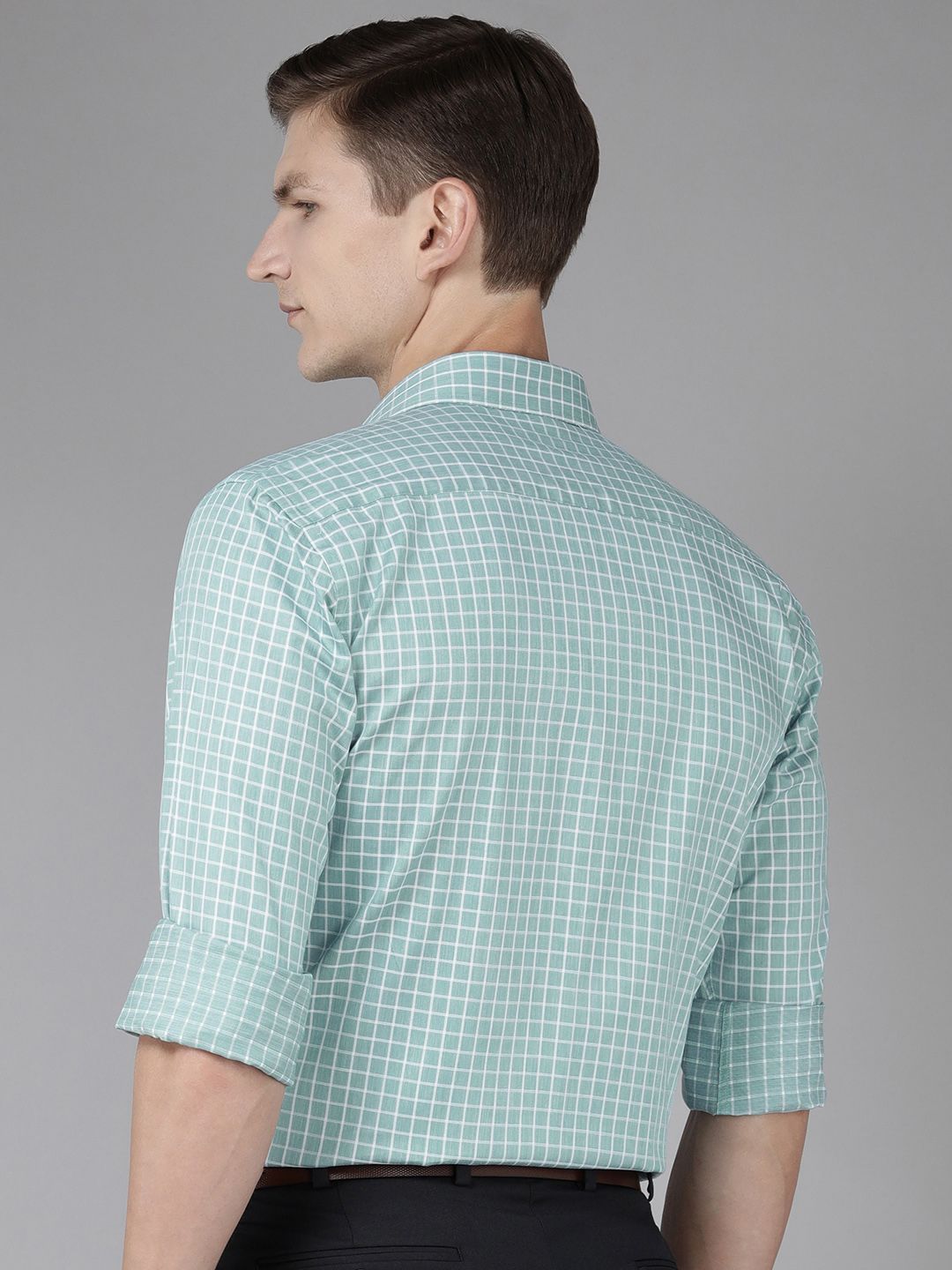 Park Avenue Men Pure Cotton Slim Fit Grid Tattersall Checks Opaque Formal Shirt