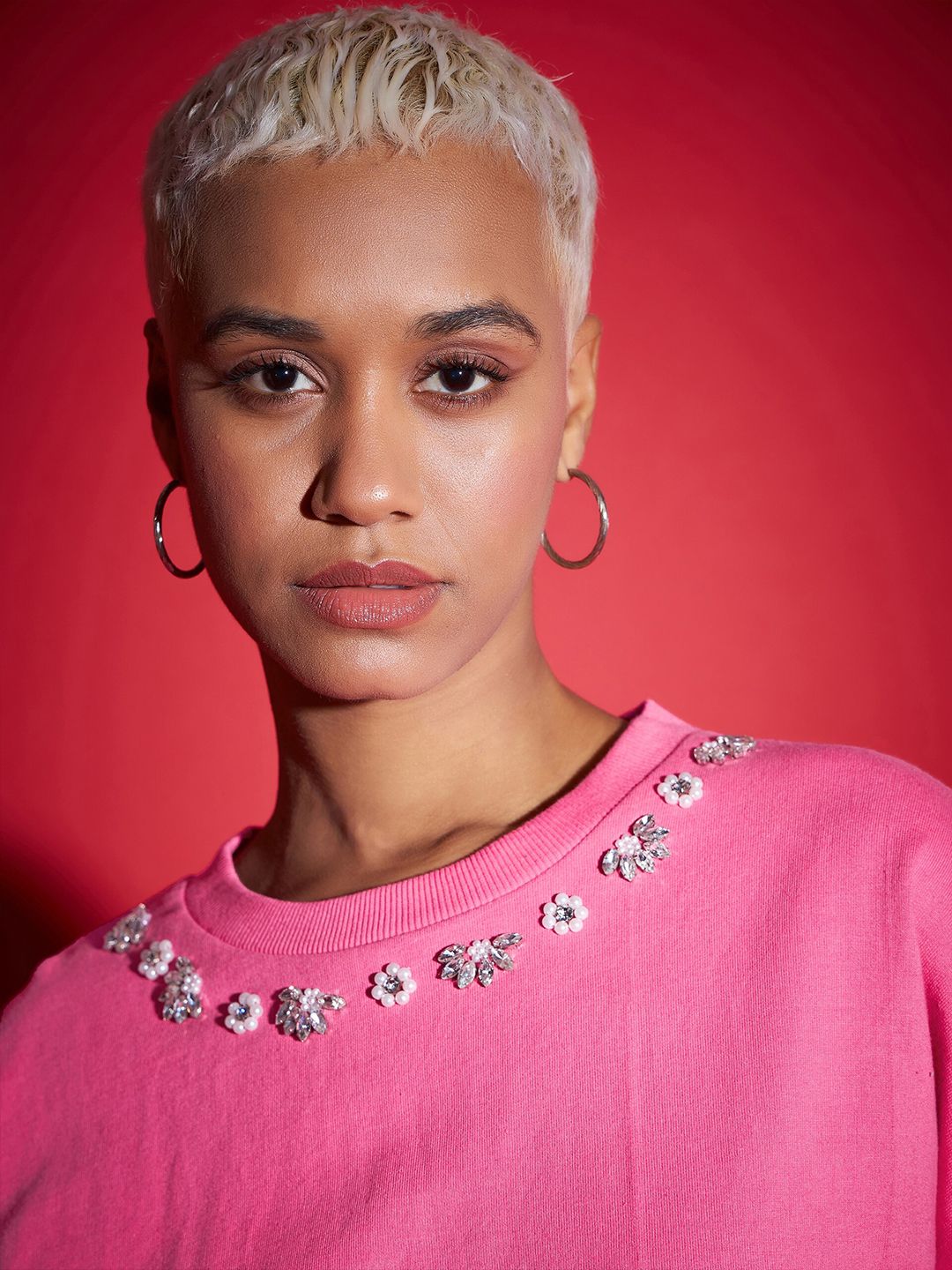 SASSAFRAS Pink Embellished Sweatshirt