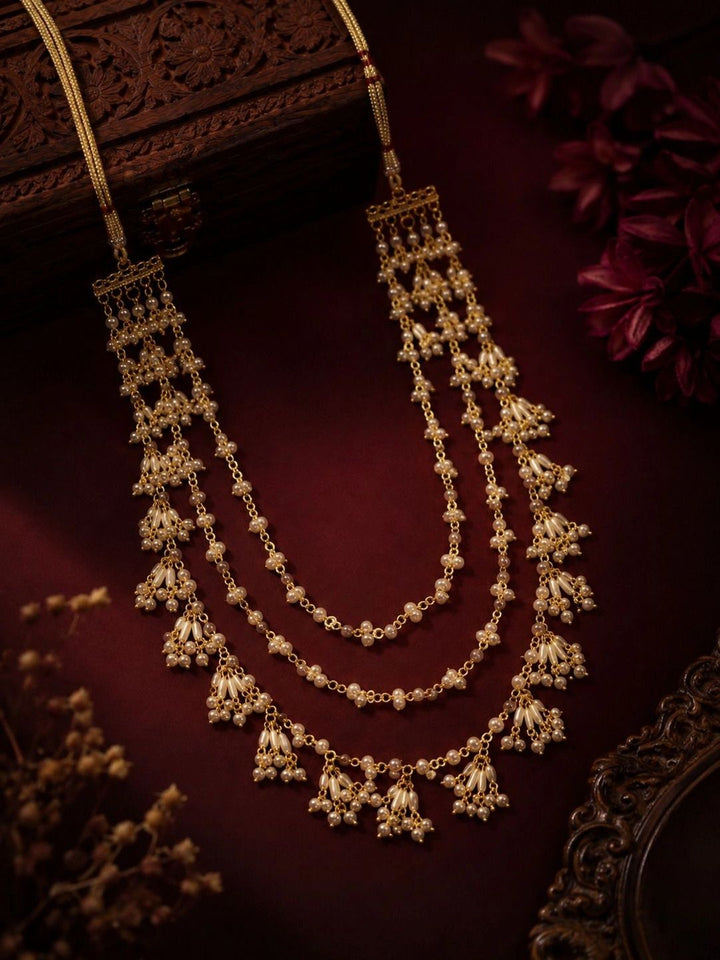 PANASH Gold-Plated Artificial Stones Beaded Statement Necklace