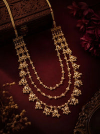 PANASH Gold-Plated Artificial Stones Beaded Statement Necklace