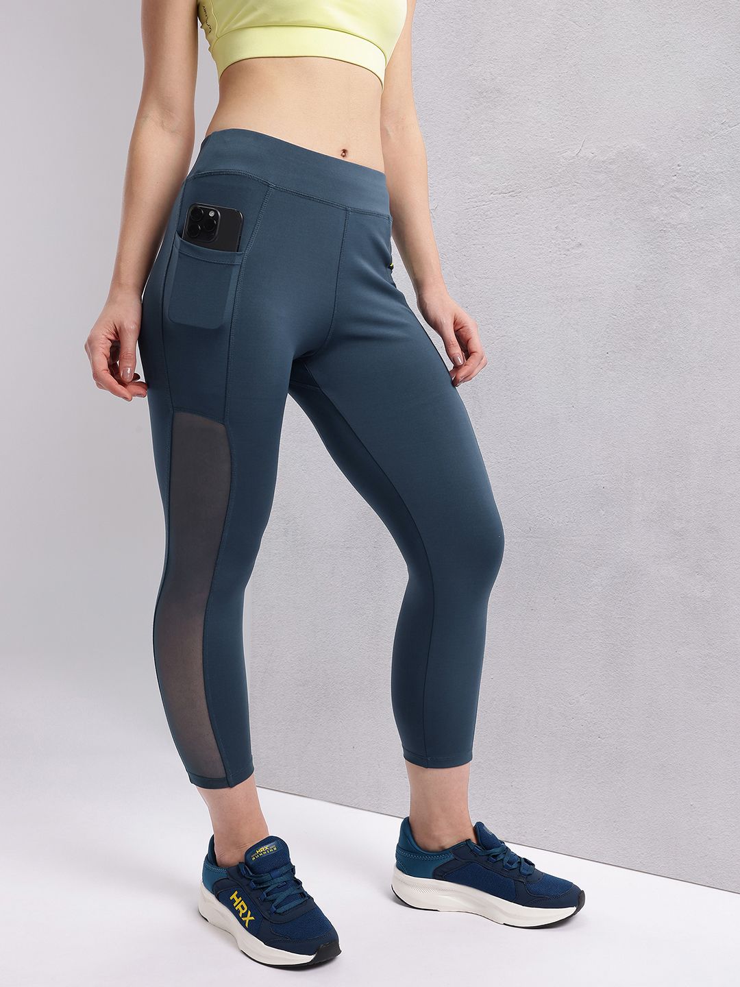HRX by Hrithik Roshan Women Mesh Detail Cropped Training Tights