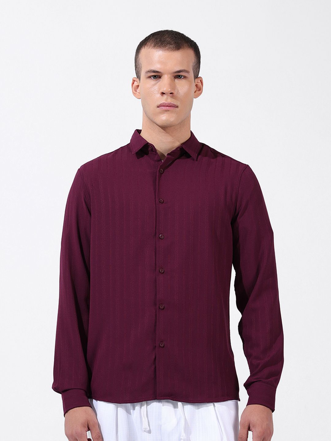 The Indian Garage Co Men Regular Fit Textured Resort Wear Shirt