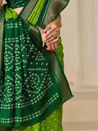 Kalini Women Dola Silk Bandhani Print Zari border Saree