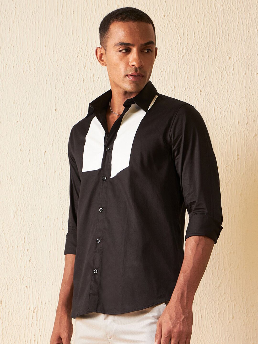 DENNISON Colourblocked Cotton Smart Slim Fit Shirt