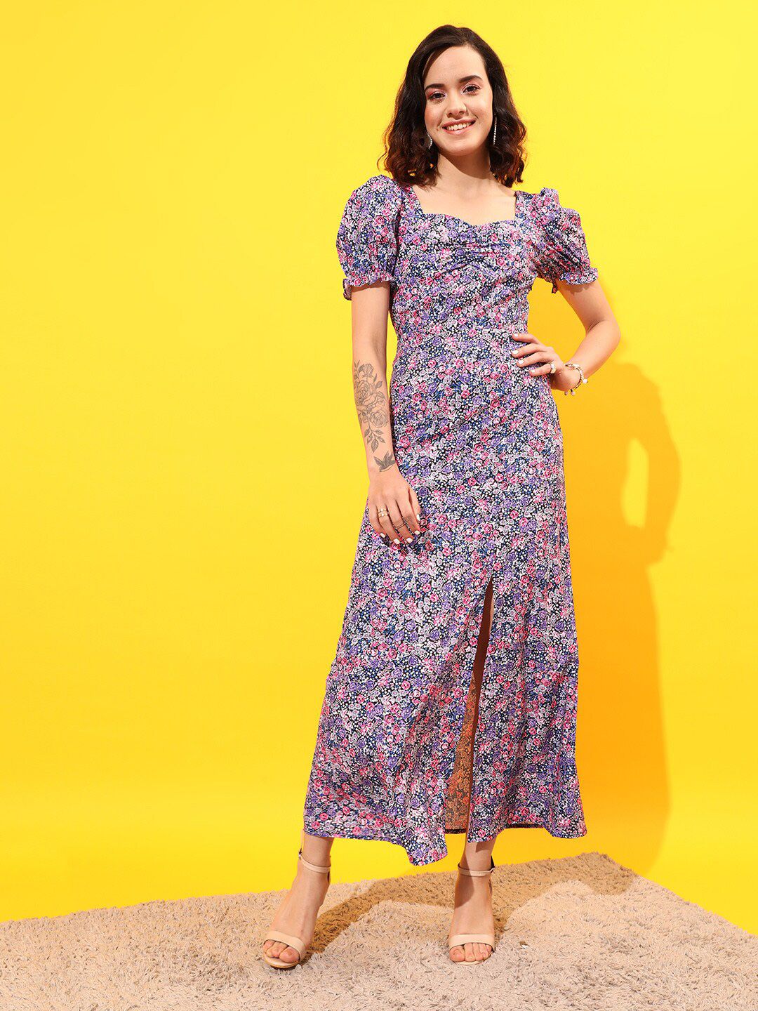 STREET 9 Floral Crepe A-line Dress