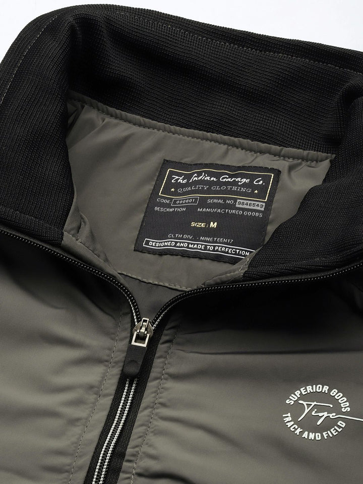 The Indian Garage Co Men Slim Fit High-Neck Zip-Front Bomber Jacket