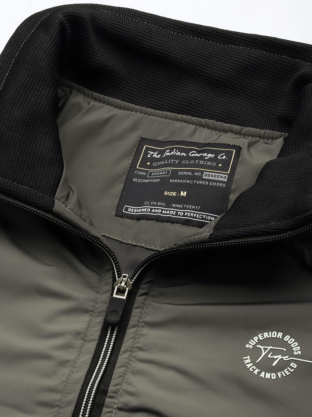 The Indian Garage Co Men Slim Fit High-Neck Zip-Front Bomber Jacket