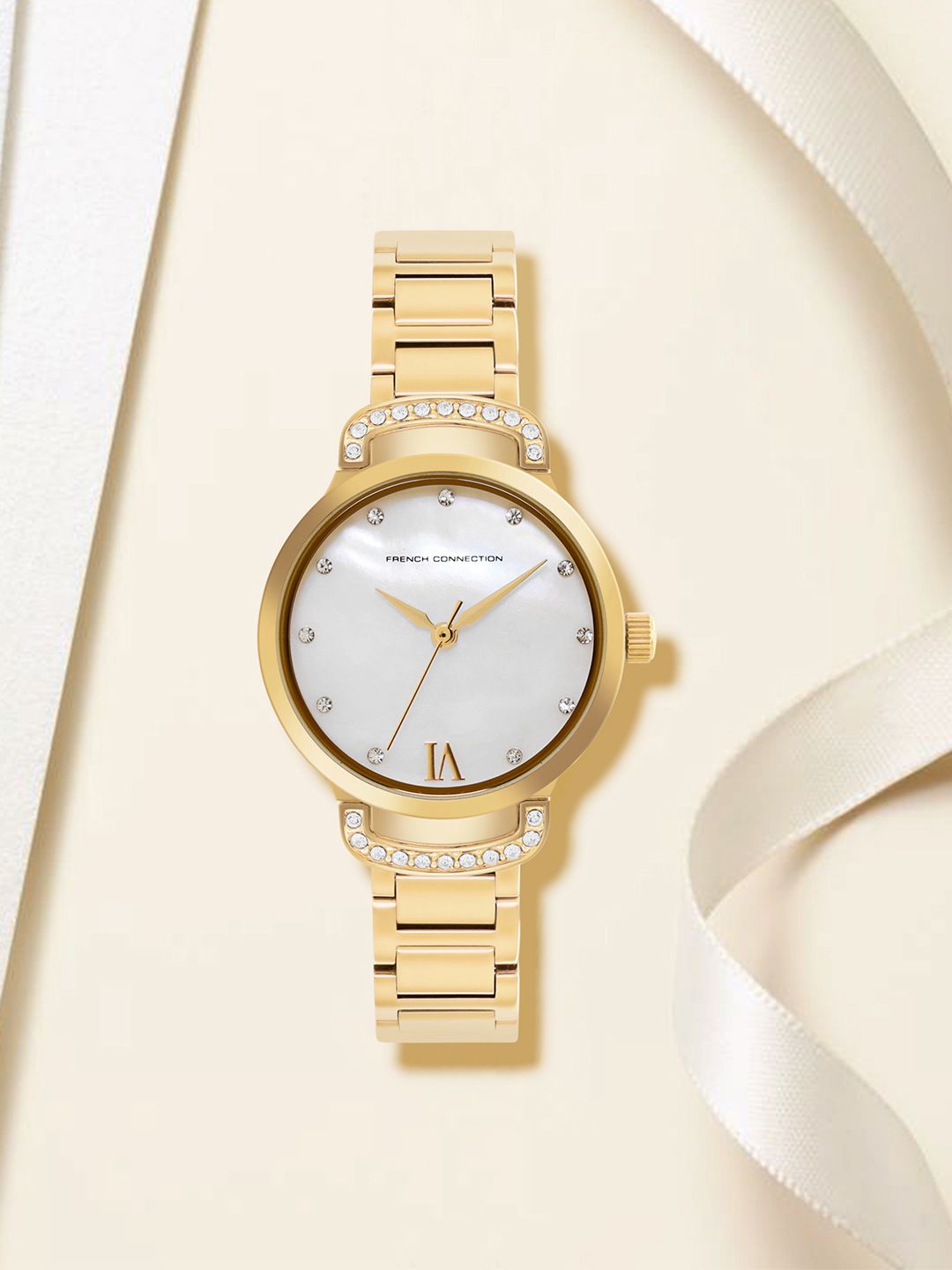 Sambungan Perancis SS25 Wanita Gelang Gaya Tali Analog Watch FCH7GM