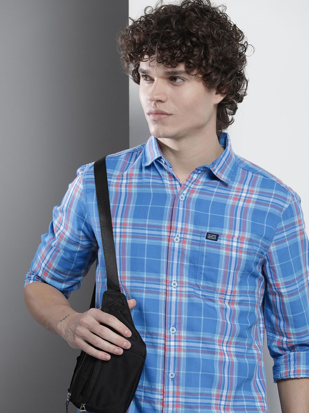 The Indian Garage Co Men Tartan Checked Cotton Casual Shirt
