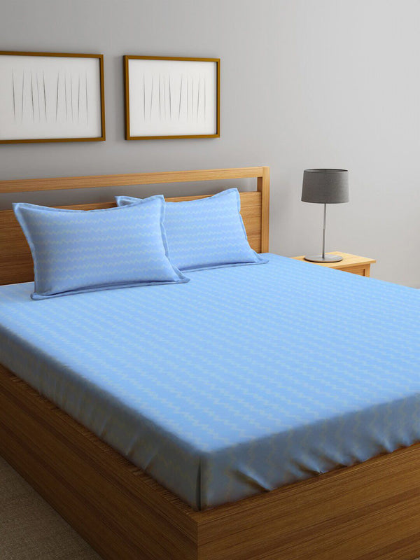 KLOTTHE Blue Abstract Printed 300 TC King Bedsheet With 2 Pillow covers