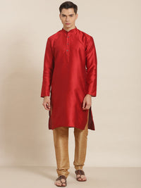 SOJANYA Kurta Rekaan Tenunan Merah Lelaki