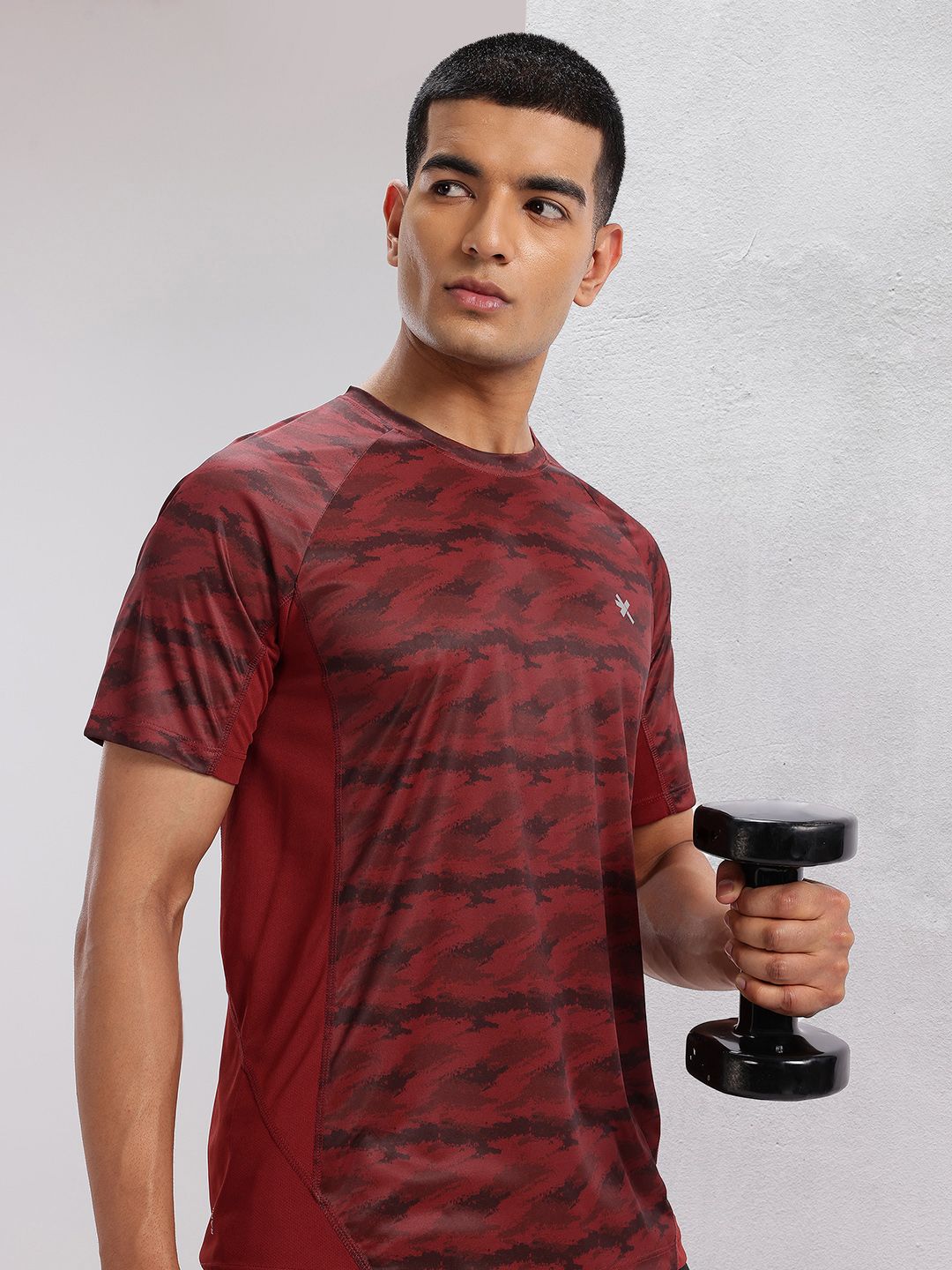 HRX by Hrithik Roshan Abstract Print Rapid-Dry Training T-shirt