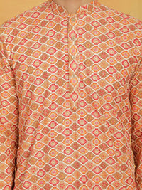 VASTRAMAY Ethnic Motifs Printed Thread Work Straight Kurta with Pyjamas