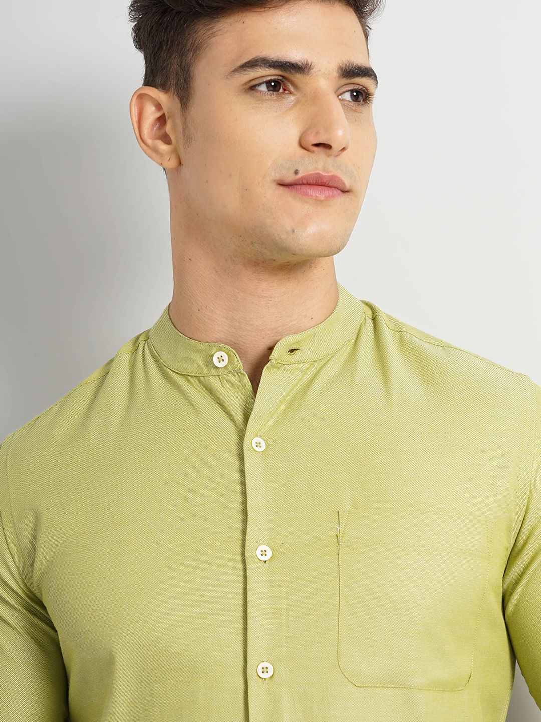 The Indian Garage Co. X Luxe Slim Fit Mandarin Collar Cotton Formal Shirt
