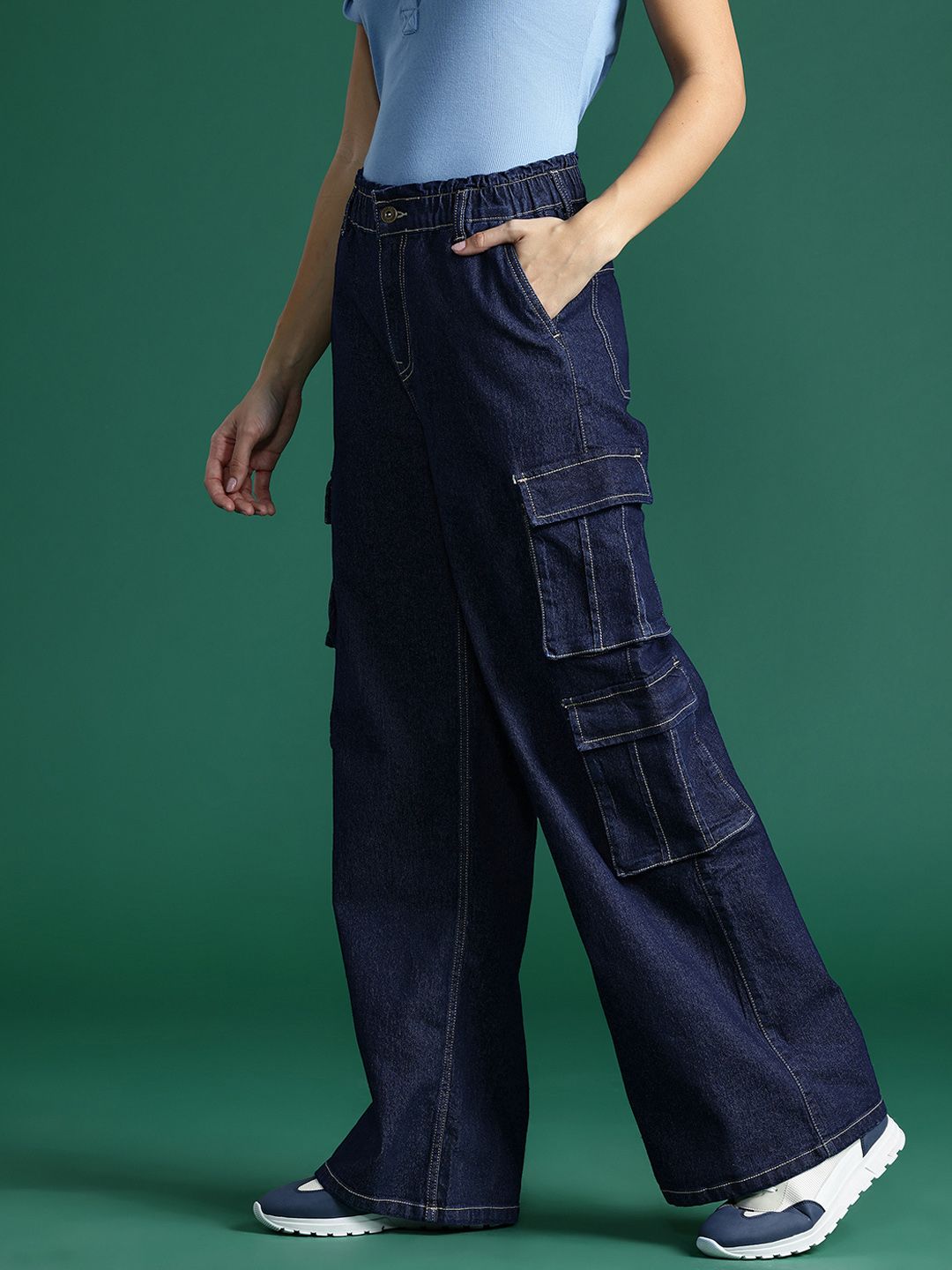 DressBerry Women Straight Fit Stretchable Cargo Jeans
