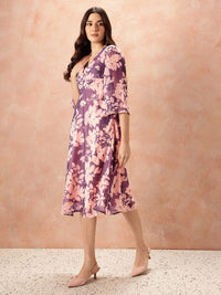 all about you Floral Print Twisted A-Line Midi Dress
