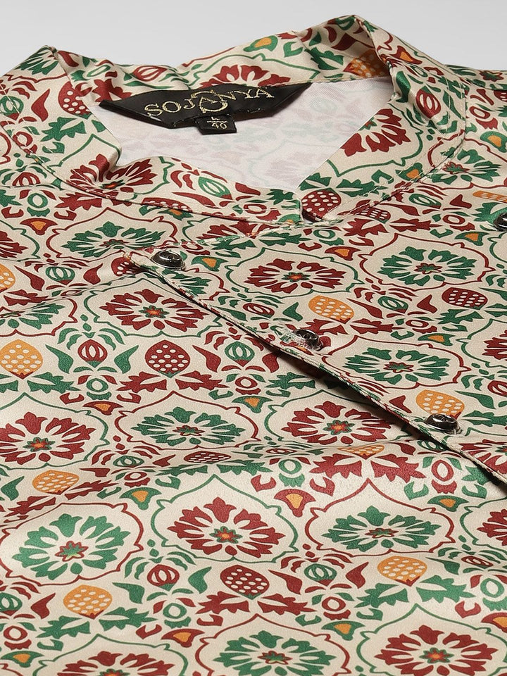 SOJANYA Kurta Solid Maroon Lelaki dengan Jaket Churidar & Etnik