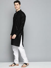 Jompers Men Floral Embroidered Chikankari Pure Cotton Kurta with Pyjamas