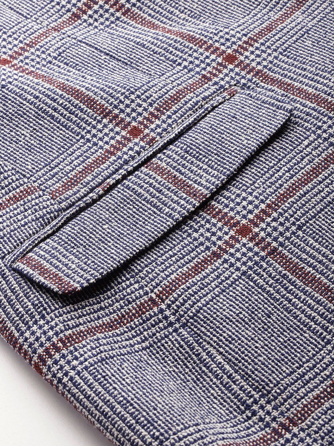 Park Avenue Checked Notched Lapel Single-Breasted Formal Blazer