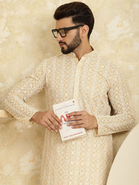 SOJANYA Motif Etnik Bersulam Kurta Lurus Kapas Tulen Bersulam dengan Churidar