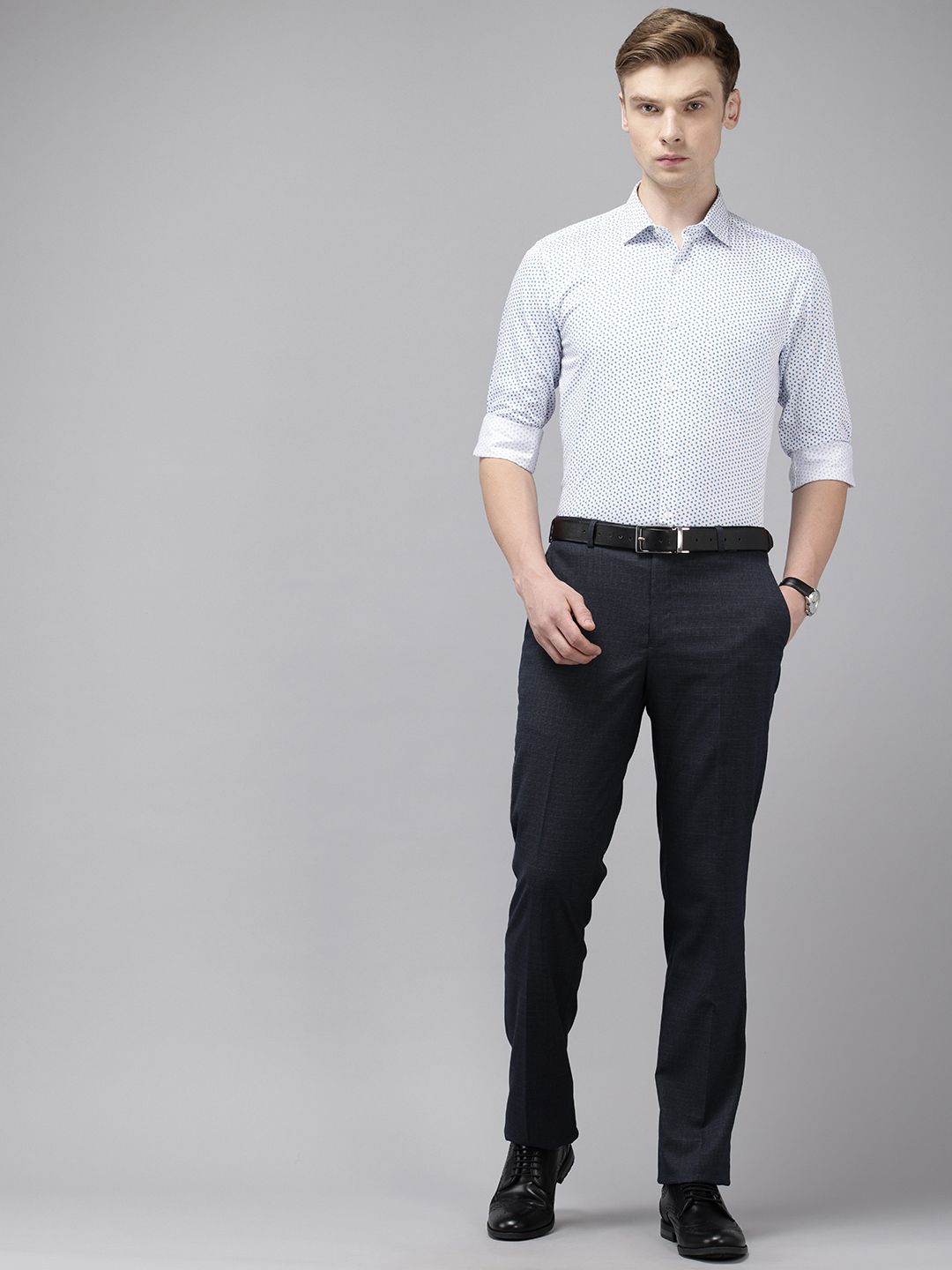 Park Avenue Slim Fit Polka Dot Printed Pure Cotton Formal Shirt