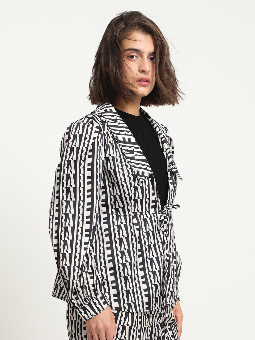 RAREISM Abstract Printed Tie Ups Shirt Style Top