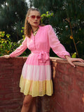 SASSAFRAS Women Colourblocked Fit & Flare Above Knee Dress