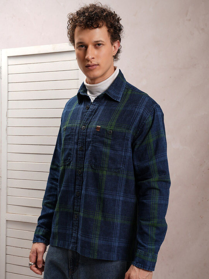 LOCOMOTIVE Premium Dobby Textured Checked Utility Pocket Overshirt