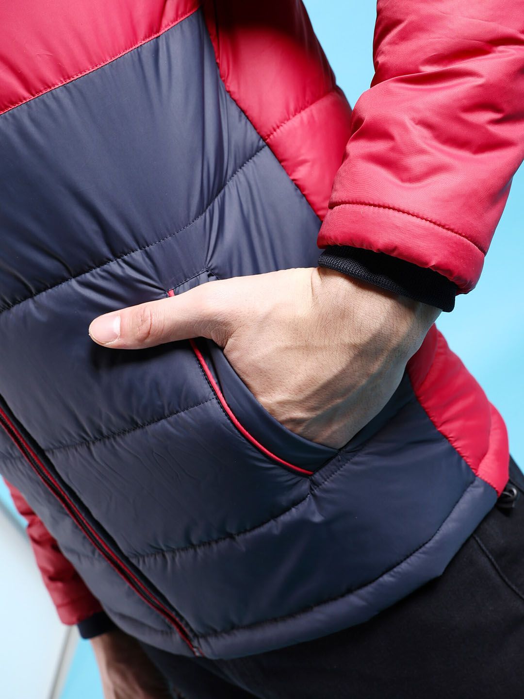 The Indian Garage Co Men Colourblock Regular Fit Puffer Jacket