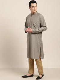 SOJANYA Lelaki Grey Solid Kurta Lurus