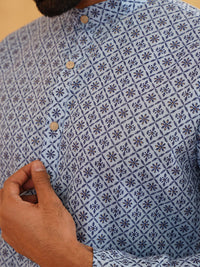 SOJANYA Floral Printed Cotton Linen Kurta With Churidar