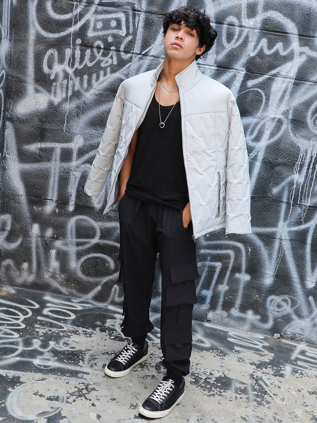 Campus Sutra Grey Windcheater Puffer Jacket