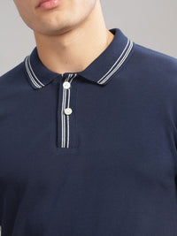 ADRO Men Polo Collar Applique T-shirt