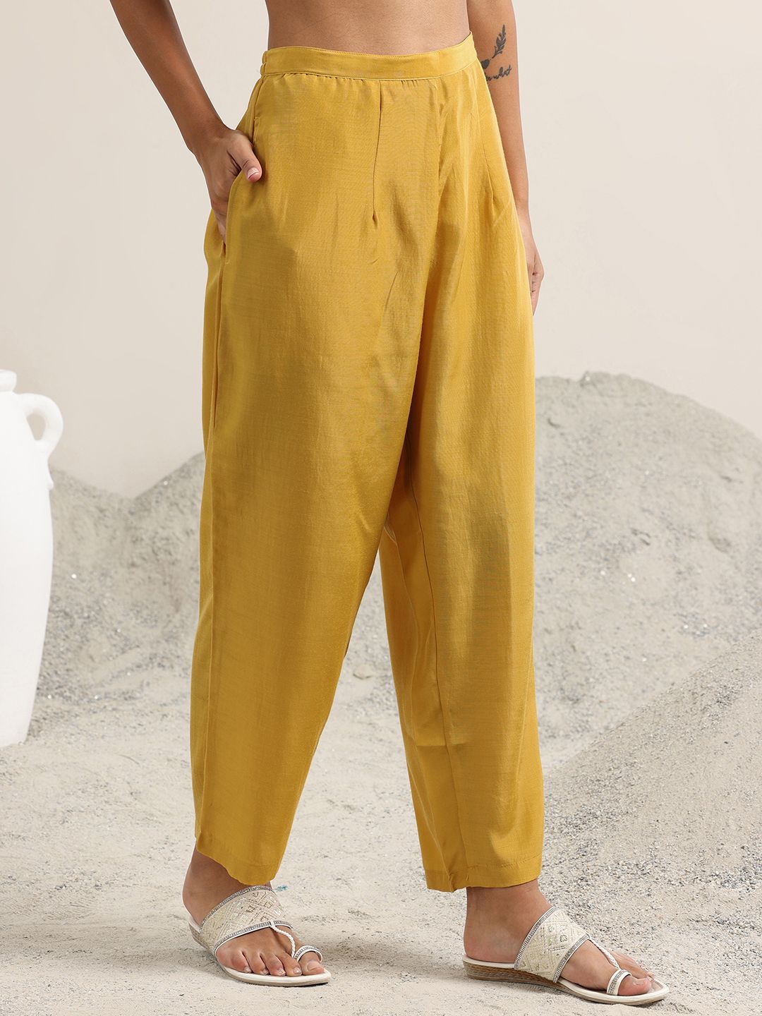 Libas Floral Woven Design Round Neck Regular Straight Kurta With Trousers & Dupatta